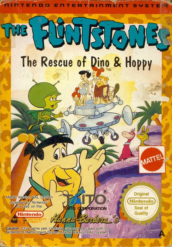 Flintstones The Rescue of Dino and Hoppy box art for NES